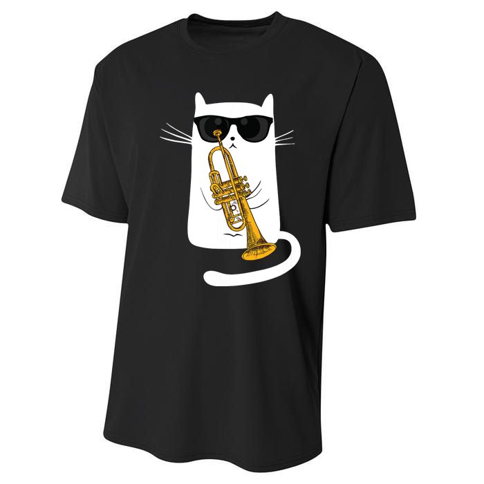 Jazz Funk Soul Cool Cute Cat Playing Trumpet Performance Sprint T-Shirt