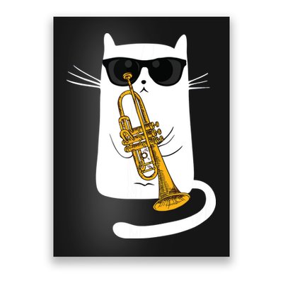 Jazz Funk Soul Cool Cute Cat Playing Trumpet Poster
