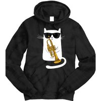 Jazz Funk Soul Cool Cute Cat Playing Trumpet Tie Dye Hoodie