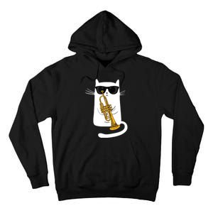 Jazz Funk Soul Cool Cute Cat Playing Trumpet Tall Hoodie