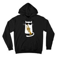 Jazz Funk Soul Cool Cute Cat Playing Trumpet Tall Hoodie