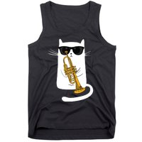 Jazz Funk Soul Cool Cute Cat Playing Trumpet Tank Top