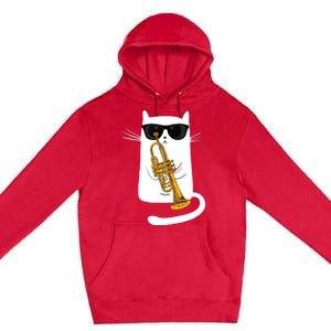 Jazz Funk Soul Cool Cute Cat Playing Trumpet Premium Pullover Hoodie