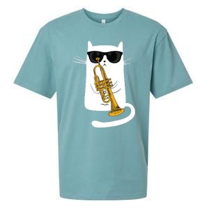 Jazz Funk Soul Cool Cute Cat Playing Trumpet Sueded Cloud Jersey T-Shirt