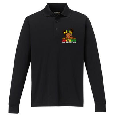 Juneteenth Freeish Since 1865 Black Freedom Day Gift Performance Long Sleeve Polo