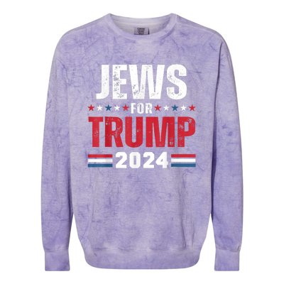 Jews For Trump 2024 American Flag Colorblast Crewneck Sweatshirt