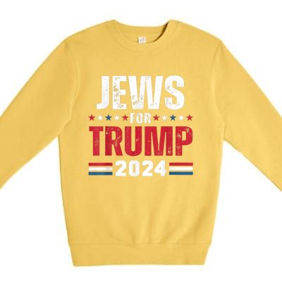 Jews For Trump 2024 American Flag Premium Crewneck Sweatshirt