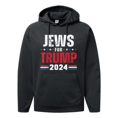 Jews For Trump 2024 American Flag Performance Fleece Hoodie