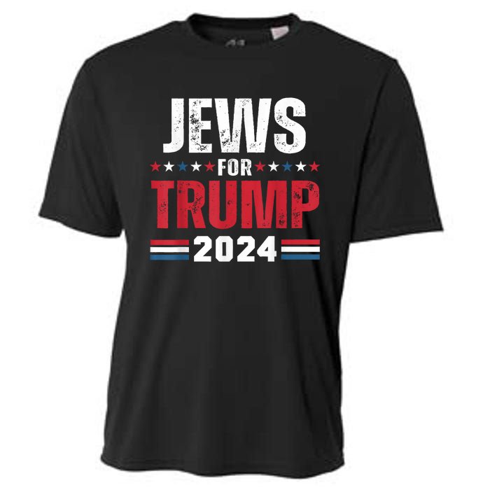 Jews For Trump 2024 American Flag Cooling Performance Crew T-Shirt