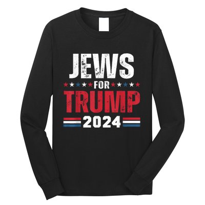 Jews For Trump 2024 American Flag Long Sleeve Shirt