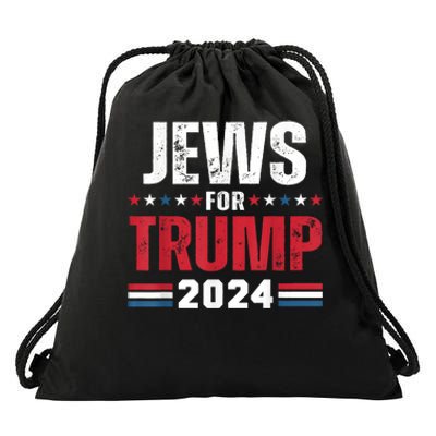 Jews For Trump 2024 American Flag Drawstring Bag