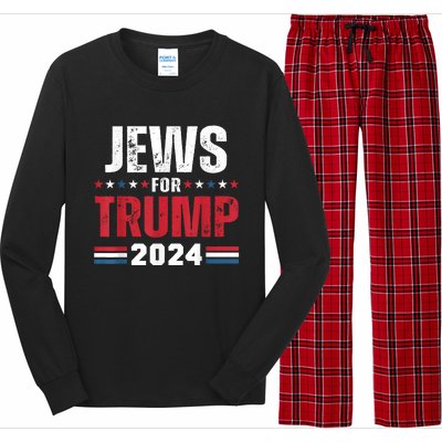 Jews For Trump 2024 American Flag Long Sleeve Pajama Set