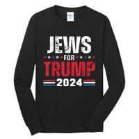 Jews For Trump 2024 American Flag Tall Long Sleeve T-Shirt