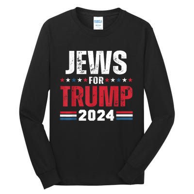 Jews For Trump 2024 American Flag Tall Long Sleeve T-Shirt