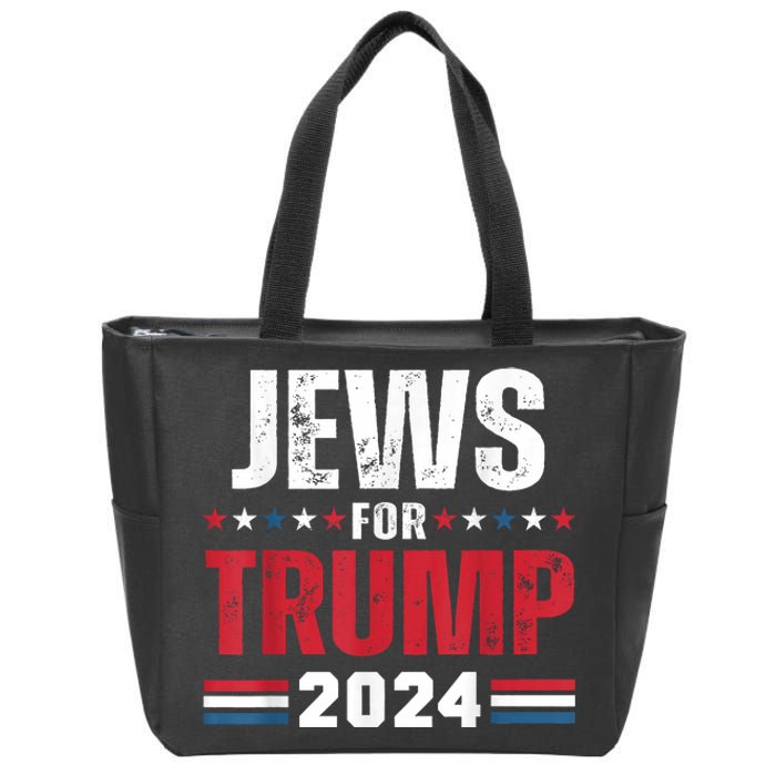 Jews For Trump 2024 American Flag Zip Tote Bag