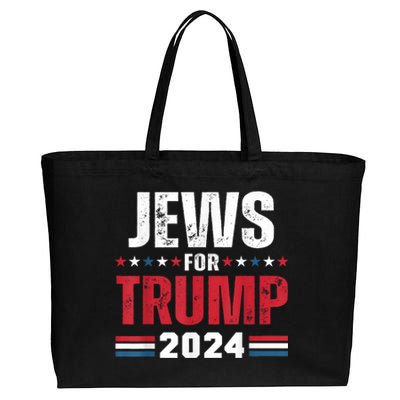 Jews For Trump 2024 American Flag Cotton Canvas Jumbo Tote