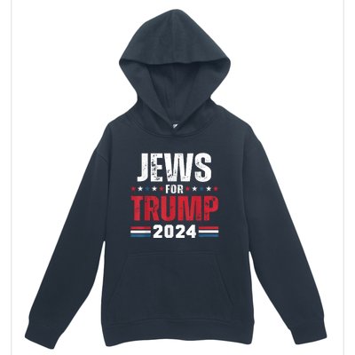 Jews For Trump 2024 American Flag Urban Pullover Hoodie