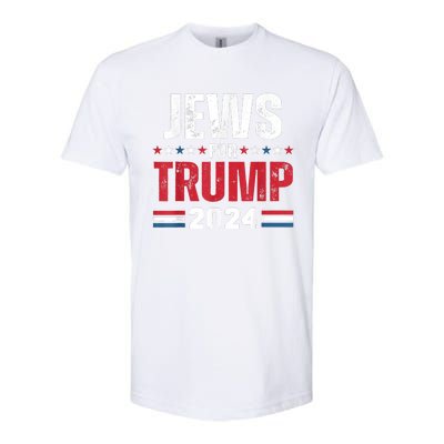 Jews For Trump 2024 American Flag Softstyle CVC T-Shirt