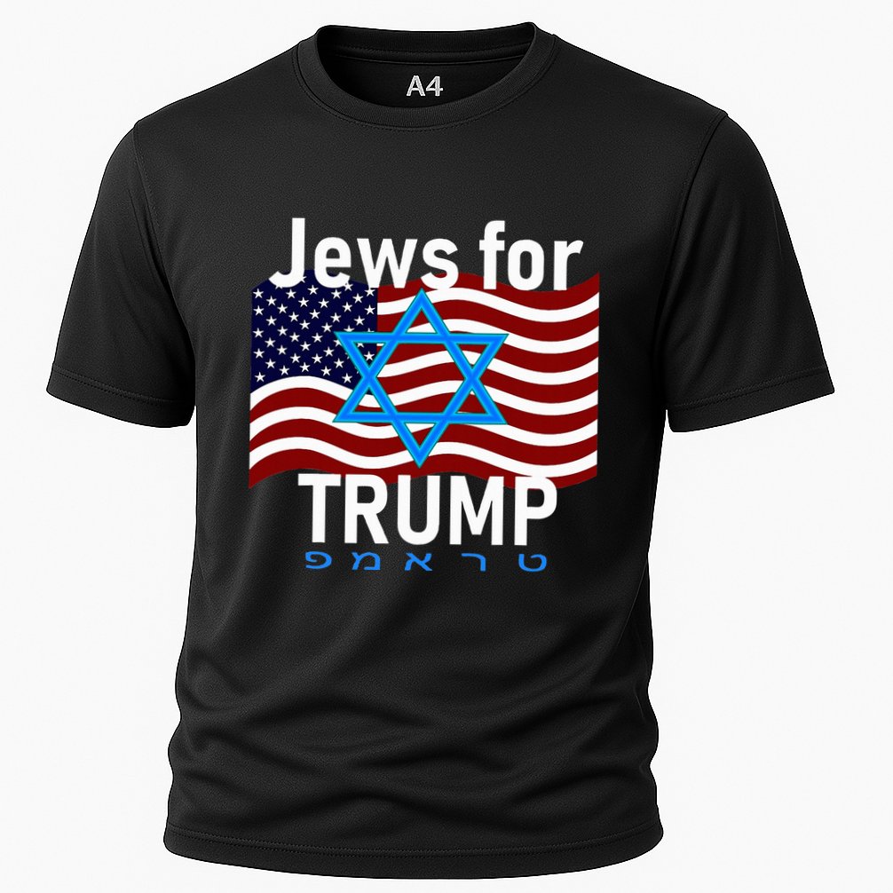 Jews For Trump American Flag Star Of David Hebrew Supporter Cooling Performance Crew T-Shirt