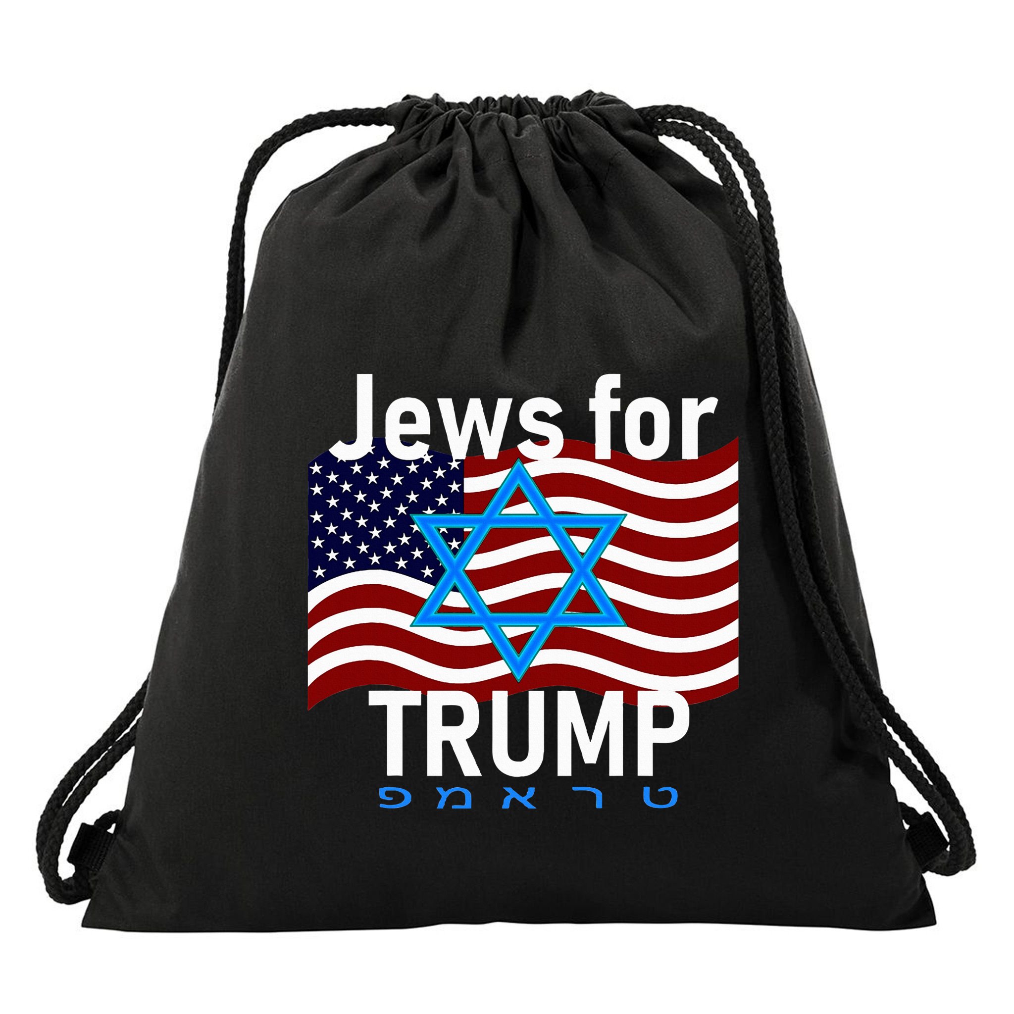 Jews For Trump American Flag Star Of David Hebrew Supporter Drawstring Bag