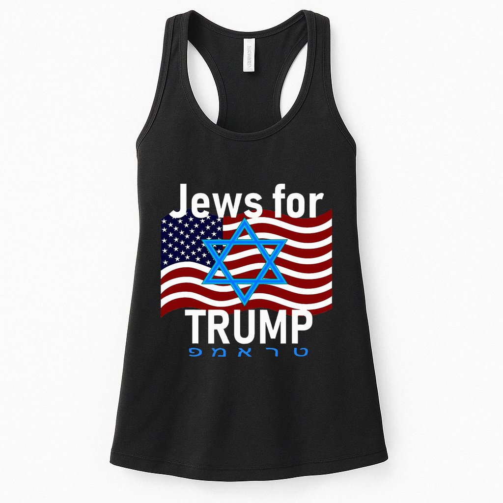 Jews For Trump American Flag Star Of David Hebrew Supporter Womens Tank Top
