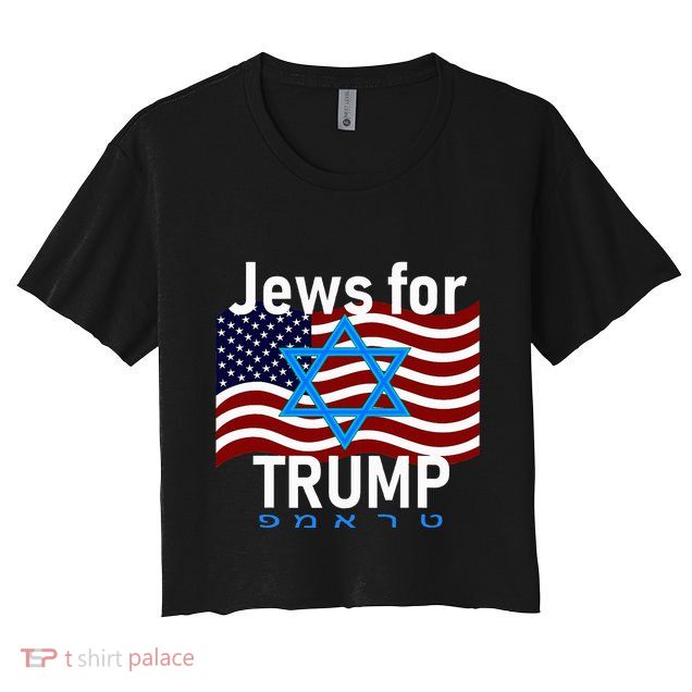 Jews For Trump American Flag Star Of David Hebrew Supporter Crop Top