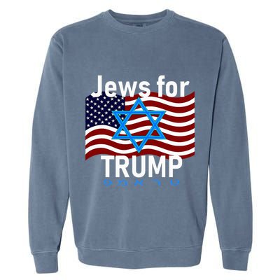 Jews For Trump American Flag Star Of David Hebrew Supporter Garment-Dyed Sweatshirt