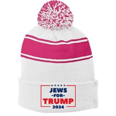 Jews For Trump 2024 Trump Supporters Stripe Pom Pom Beanie