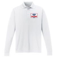 Jews For Trump 2024 Trump Supporters Performance Long Sleeve Polo