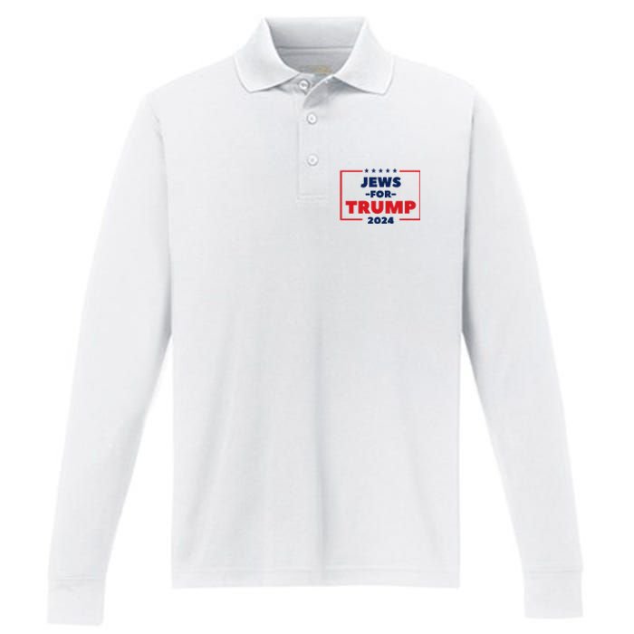 Jews For Trump 2024 Trump Supporters Performance Long Sleeve Polo