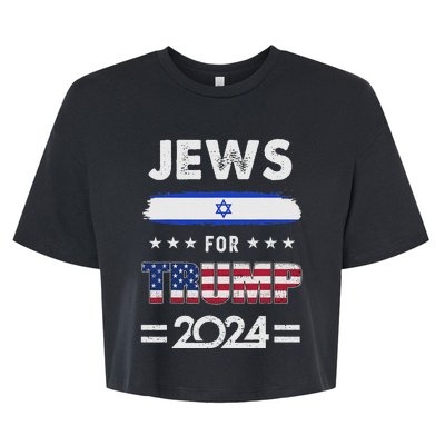 Jews For Trump 2024 Patriotic American Campaign Support Bella+Canvas Jersey Crop Tee