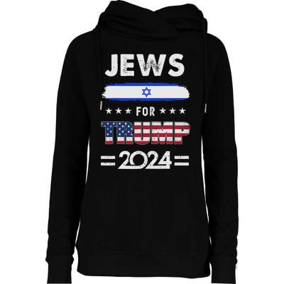 Jews For Trump 2024 Patriotic American Campaign Support Womens Funnel Neck Pullover Hood