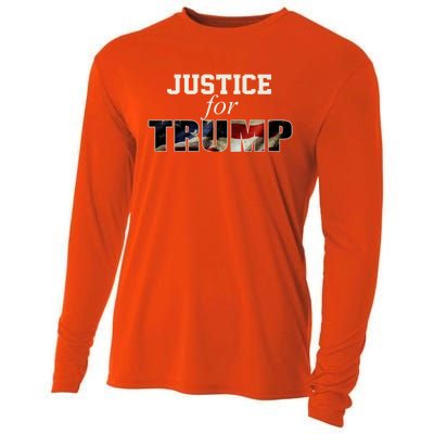 Justice For Trump Funny Donald Trump 2024 Election Costume Cute Gift Cooling Performance Long Sleeve Crew