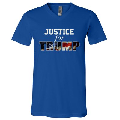 Justice For Trump Funny Donald Trump 2024 Election Costume Cute Gift V-Neck T-Shirt