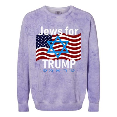 Jews For Trump American Flag Star Of David Hebrew Supporter Colorblast Crewneck Sweatshirt