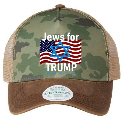 Jews For Trump American Flag Star Of David Hebrew Supporter Legacy Tie Dye Trucker Hat