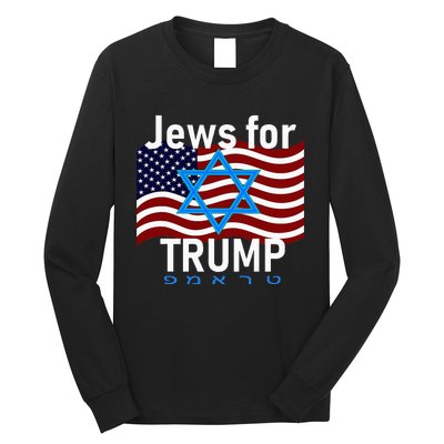 Jews For Trump American Flag Star Of David Hebrew Supporter Long Sleeve Shirt