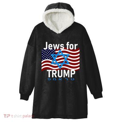 Jews For Trump American Flag Star Of David Hebrew Supporter Hooded Wearable Blanket