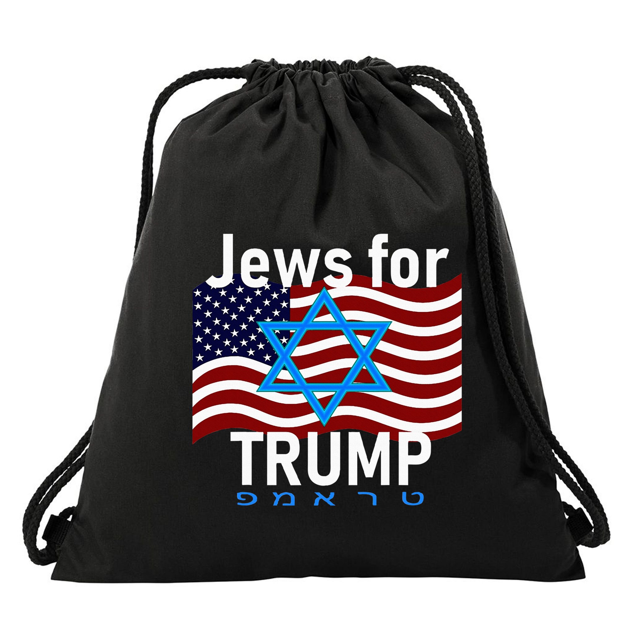 Jews For Trump American Flag Star Of David Hebrew Supporter Drawstring Bag