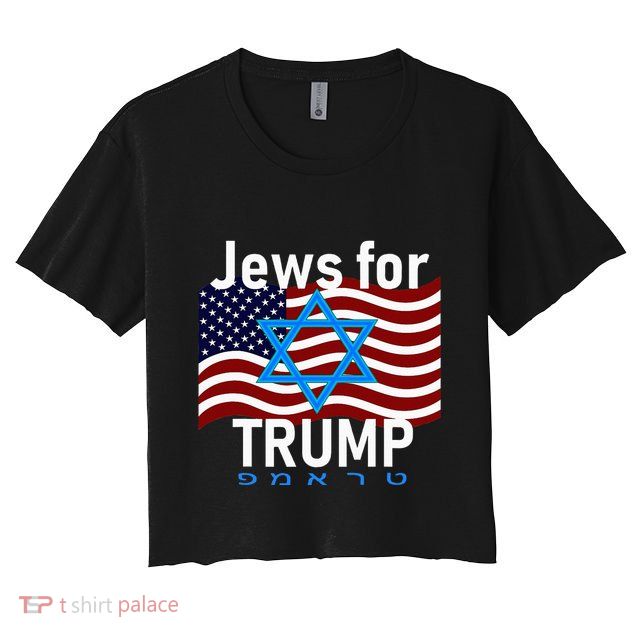 Jews For Trump American Flag Star Of David Hebrew Supporter Crop Top