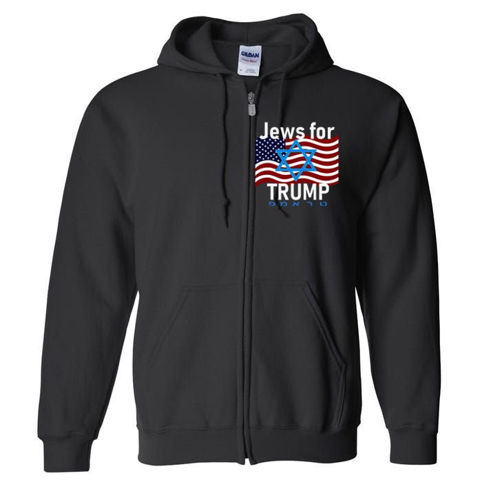 Jews For Trump American Flag Star Of David Hebrew Supporter Full Zip Hoodie