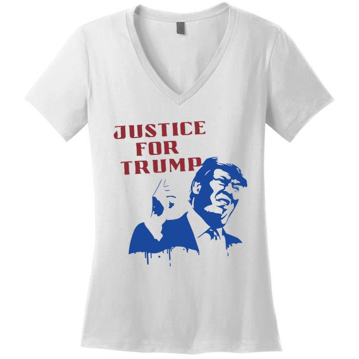 Justice For Trump Women's V-Neck T-Shirt