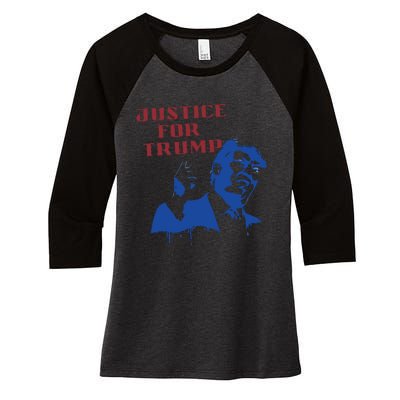 Justice For Trump Women's Tri-Blend 3/4-Sleeve Raglan Shirt