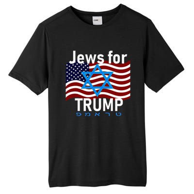 Jews For Trump American Flag Star Of David Hebrew Supporter Tall Fusion ChromaSoft Performance T-Shirt