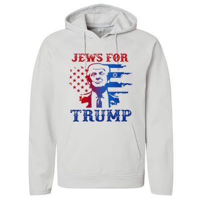 Jews For Trump 2024 Israel Usa Hebrew Election Jewish Vote Performance Fleece Hoodie