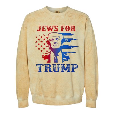 Jews For Trump 2024 Israel Usa Hebrew Election Jewish Vote Colorblast Crewneck Sweatshirt