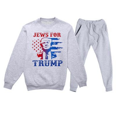 Jews For Trump 2024 Israel Usa Hebrew Election Jewish Vote Premium Crewneck Sweatsuit Set