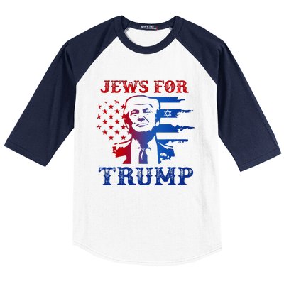 Jews For Trump 2024 Israel Usa Hebrew Election Jewish Vote Baseball Sleeve Shirt