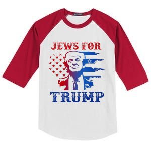 Jews For Trump 2024 Israel Usa Hebrew Election Jewish Vote Kids Colorblock Raglan Jersey