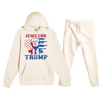 Jews For Trump 2024 Israel Usa Hebrew Election Jewish Vote Premium Hooded Sweatsuit Set